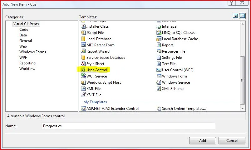 addcustomcontrol